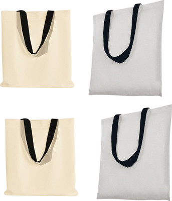 prageet Women Beige, White Tote(Pack of: 4)