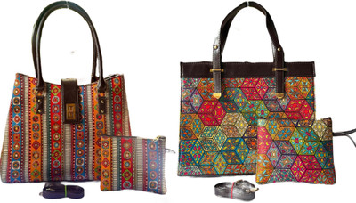 CRAFTWELL Women Multicolor Tote(Pack of: 4)
