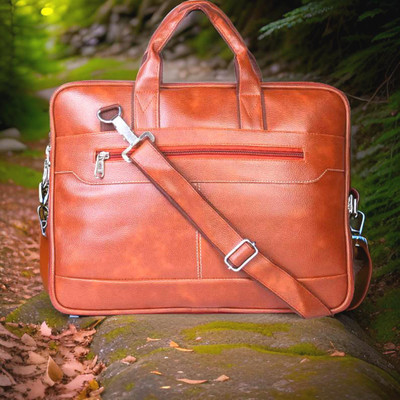 JairaJ Unisex Synthetic Leather Laptop Shoulder Messenger Bag men women Waterproof Messenger Bag(Tan, 453 L)