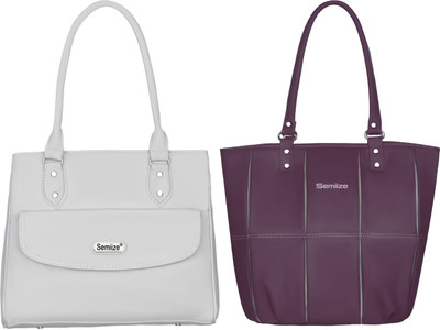 semiize Women Beige, Purple Shoulder Bag(Pack of: 2)
