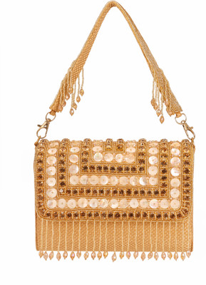 Aikaa Gold Sling Bag Embellished Shoulder Clutch Bag