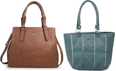 CIMONI Women Green, Brown Handbag(Pack of: 2)