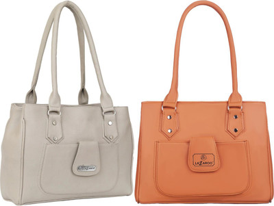Lazzaroo Women White, Tan Shoulder Bag(Pack of: 2)