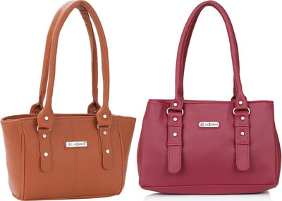 Lazzaroo Women Tan, Red Shoulder Bag(Pack of: 2)