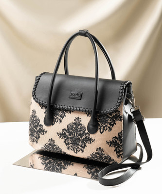 ZOUK Women Beige, Black Satchel