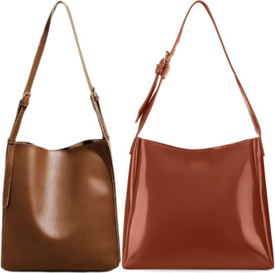 Trendycraft Women Tan, Beige Shoulder Bag(Pack of: 2)