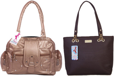MSK Collection Women Gold, Black Messenger Bag(Pack of: 2)