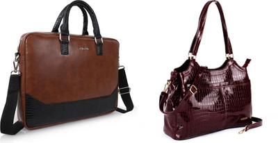 CIMONI Men & Women Tan, Maroon Messenger Bag(Pack of: 2)