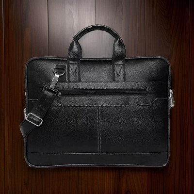 JairaJ Unisex Synthetic Leather Laptop Shoulder Messenger Bag men women Waterproof Messenger Bag(Black, 318 L)