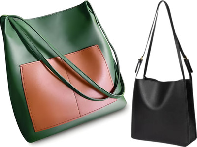 Trendycraft Women Green, Black Shoulder Bag(Pack of: 2)