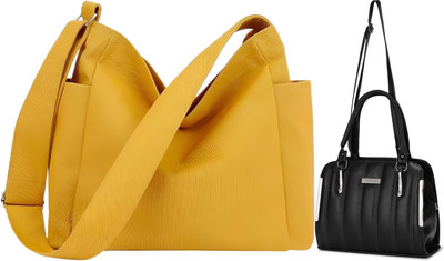 Trendycraft Women Yellow, Black Shoulder Bag(Pack of: 2)