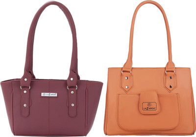Lazzaroo Women Maroon, Tan Shoulder Bag(Pack of: 2)