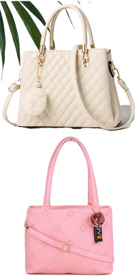 KSC Women White, Pink Handbag