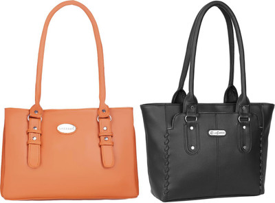 Lazzaroo Women Tan, Black Shoulder Bag(Pack of: 2)