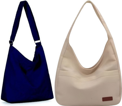 Trendycraft Women Blue, White Shoulder Bag(Pack of: 2)