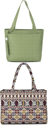 Plama Women Green, White Handbag