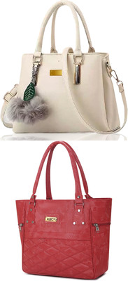 KSC Women White, Maroon Handbag