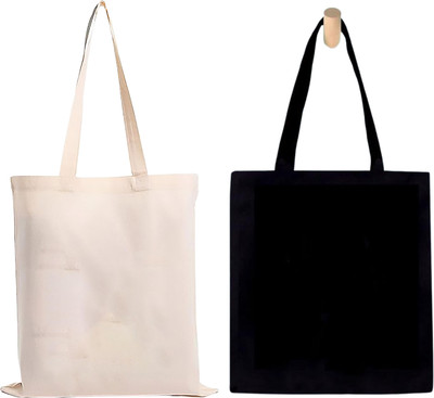 prageet Women Black, White Tote(Pack of: 2)