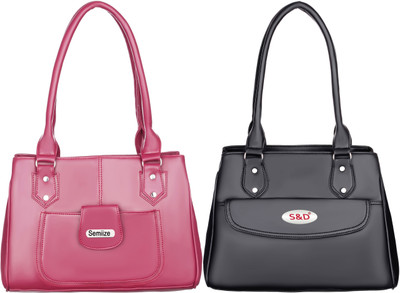 semiize Women Maroon, Black Shoulder Bag(Pack of: 2)