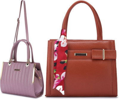 Trendycraft Women Pink, Tan Satchel(Pack of: 2)
