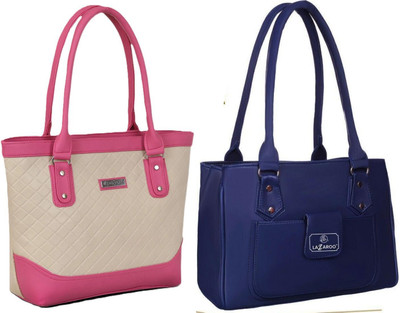 Lazzaroo Women Beige, Pink, Blue Shoulder Bag(Pack of: 2)