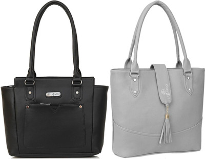 Lazzaroo Women Black, Grey Shoulder Bag(Pack of: 2)