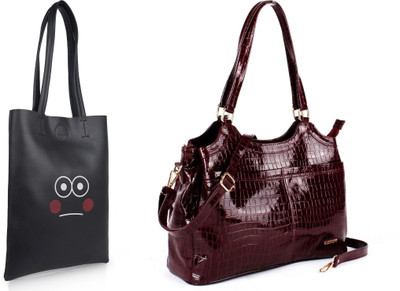 CIMONI Women Black, Maroon Shoulder Bag(Pack of: 2)