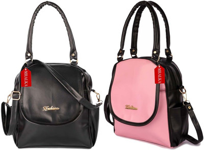 M R ALKA Women Black, Pink Messenger Bag(Pack of: 2)