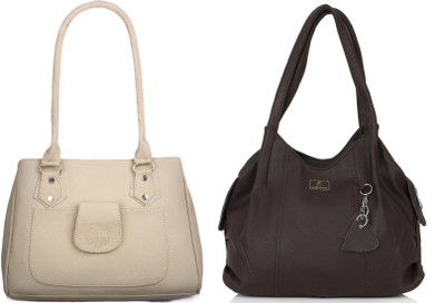Lazzaroo Women Beige, Brown Shoulder Bag(Pack of: 2)