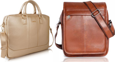CIMONI Men Gold, Brown Messenger Bag(Pack of: 2)