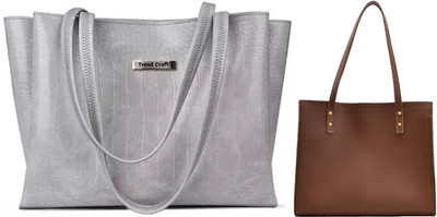 Trendycraft Women Grey, Tan Shoulder Bag(Pack of: 2)