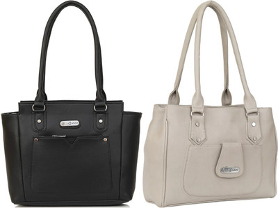 Lazzaroo Women Black, White Shoulder Bag(Pack of: 2)