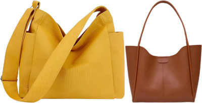 Trendycraft Women Yellow, Tan Shoulder Bag(Pack of: 2)