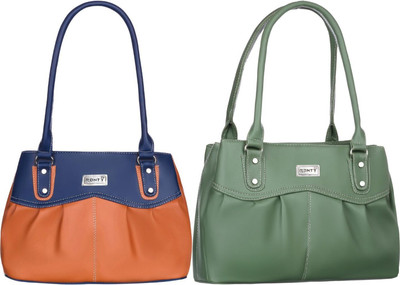 Ronty Women Tan, Blue, Green Sling Bag(Pack of: 2)