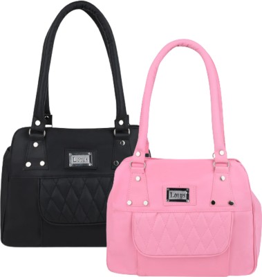 JRD COLLECTION Women Black, Pink Shoulder Bag(Pack of: 2)