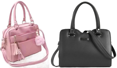 Reprox Women Pink, Black Hand-held Bag(Pack of: 2)