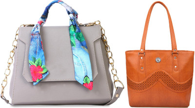 MSK Collection Women Grey, Brown Messenger Bag(Pack of: 2)