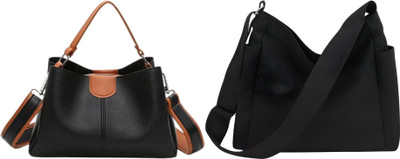 Trendycraft Women Black, Black Sling Bag(Pack of: 2)