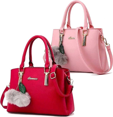 khatushyam collection Women Red, Pink Hand-held Bag(Pack of: 2)