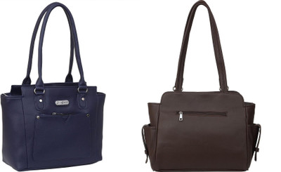 Lazzaroo Women Blue, Brown Shoulder Bag(Pack of: 2)