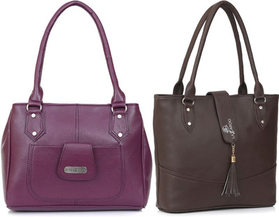 Lazzaroo Women Purple, Brown Shoulder Bag(Pack of: 2)