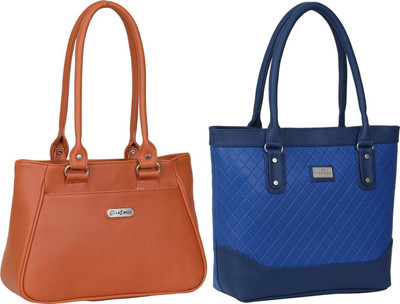 Lazzaroo Women Tan, Blue Shoulder Bag(Pack of: 2)