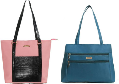 Reprox Women Pink, Blue Hand-held Bag(Pack of: 2)