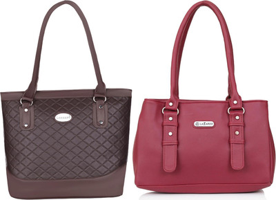 Lazzaroo Women Brown, Red Shoulder Bag(Pack of: 2)