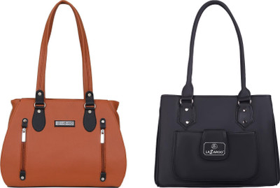 Lazzaroo Women Tan, Black Shoulder Bag(Pack of: 2)