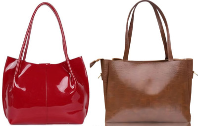 Trendycraft Women Red, Tan Handbag(Pack of: 2)