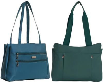 Zaxcer Women Blue, Green Handbag(Pack of: 2)