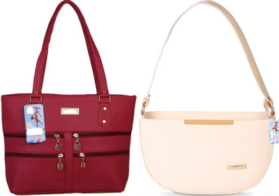 MSK Collection Women Maroon, Beige Messenger Bag(Pack of: 2)