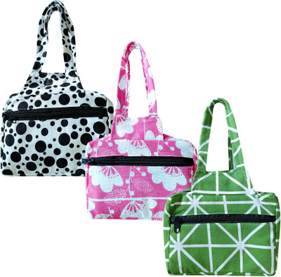 Feather Green Women Multicolor Hand-held Bag(Pack of: 3)
