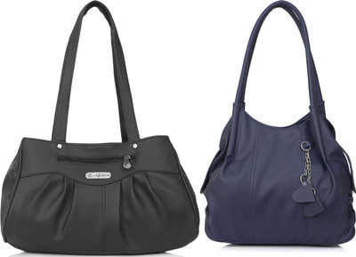 Lazzaroo Women Black, Blue Shoulder Bag(Pack of: 2)